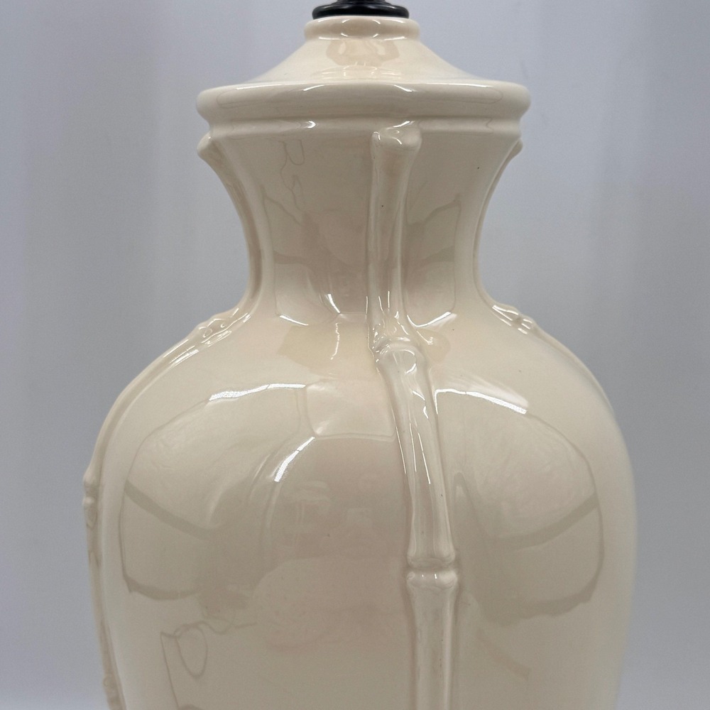Vintage Chinoiserie Faux Bamboo Ceramic Urn Table Lamp - Picture 4 of 11
